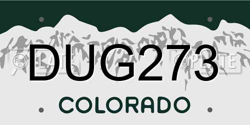 DUG273 Colorado License Plate