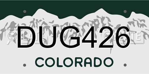 DUG426 Colorado License Plate