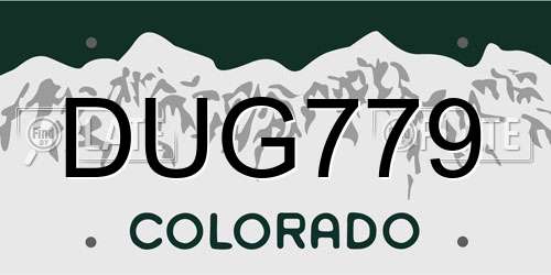 DUG779 Colorado License Plate