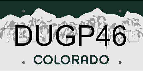 DUGP46 Colorado License Plate