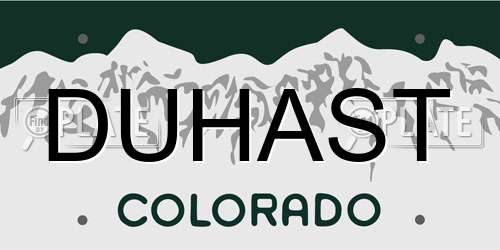 DUHAST Colorado License Plate