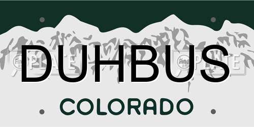 DUHBUS Colorado License Plate