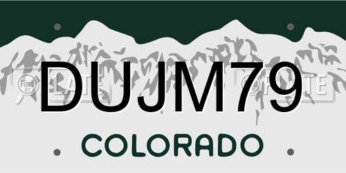 DUJM79 Colorado License Plate