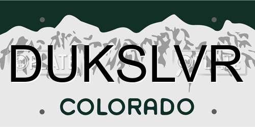 DUKSLVR Colorado License Plate