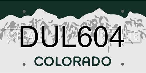 DUL604 Colorado License Plate