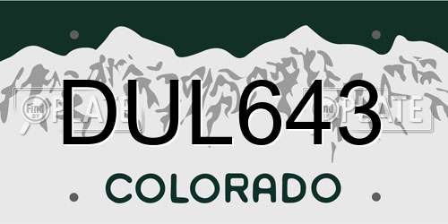 DUL643 Colorado License Plate