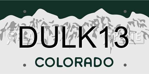 DULK13 Colorado License Plate