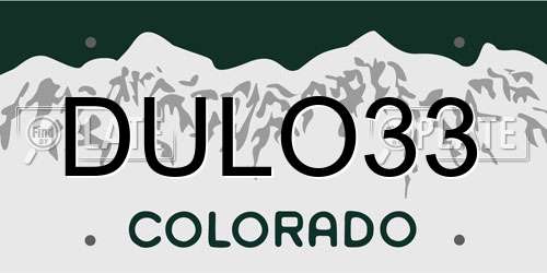 DULO33 Colorado License Plate