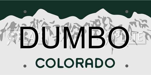 DUMBO Colorado License Plate