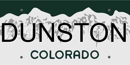 DUNSTON Colorado License Plate