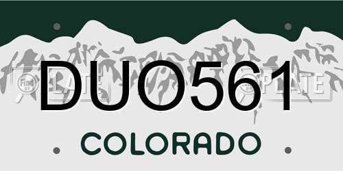 DUO561 Colorado License Plate