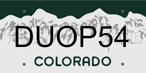 DUOP54 Colorado License Plate