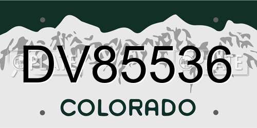DV85536 Colorado License Plate