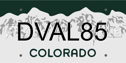 DVAL85 Colorado License Plate