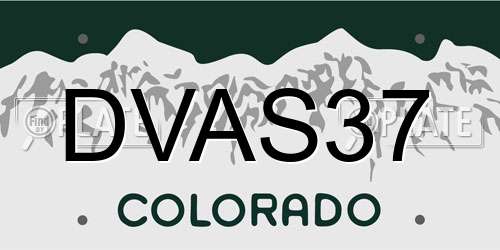 DVAS37 Colorado License Plate