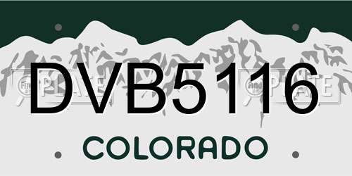 DVB5116 Colorado License Plate