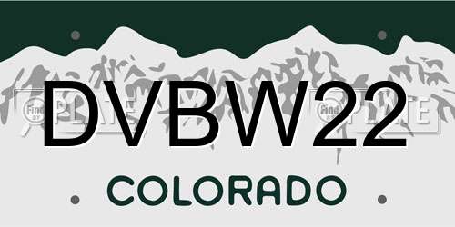 DVBW22 Colorado License Plate
