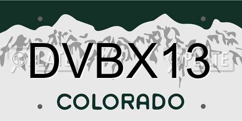 DVBX13 Colorado License Plate