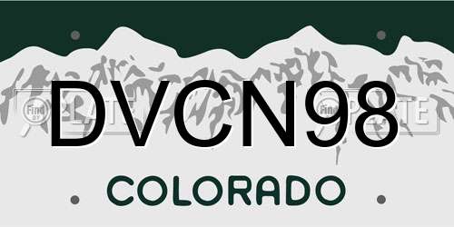 DVCN98 Colorado License Plate