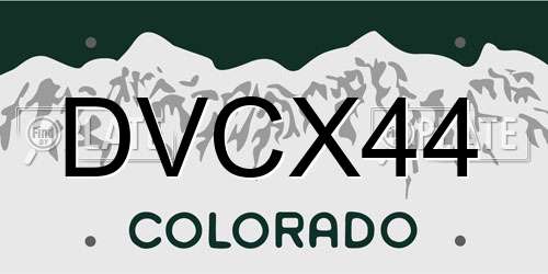 DVCX44 Colorado License Plate