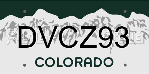 DVCZ93 Colorado License Plate