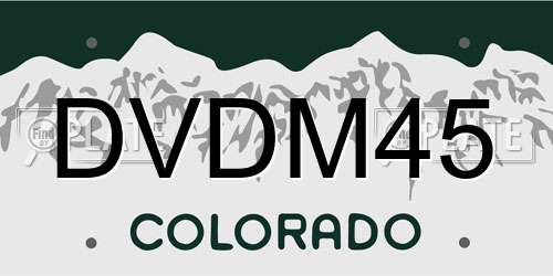 DVDM45 Colorado License Plate
