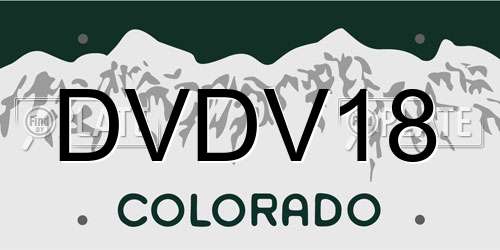DVDV18 Colorado License Plate