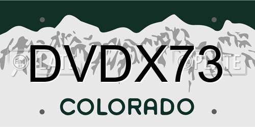 DVDX73 Colorado License Plate