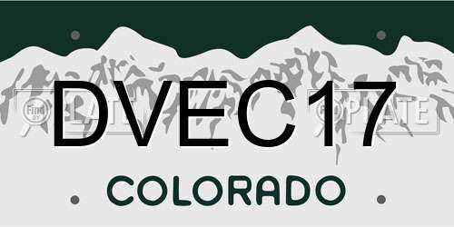 DVEC17 Colorado License Plate