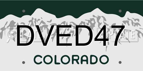 DVED47 Colorado License Plate