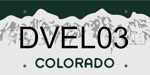 DVEL03 Colorado License Plate