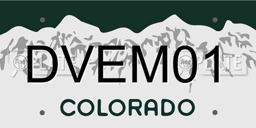 DVEM01 Colorado License Plate