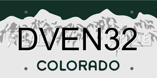DVEN32 Colorado License Plate