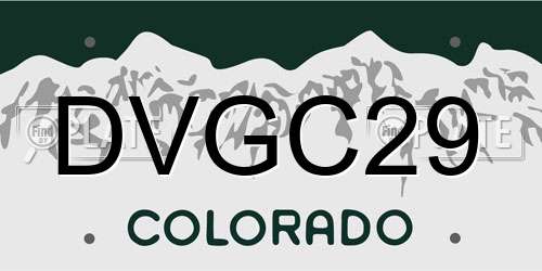 DVGC29 Colorado License Plate