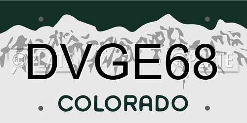 DVGE68 Colorado License Plate