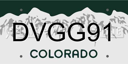 DVGG91 Colorado License Plate