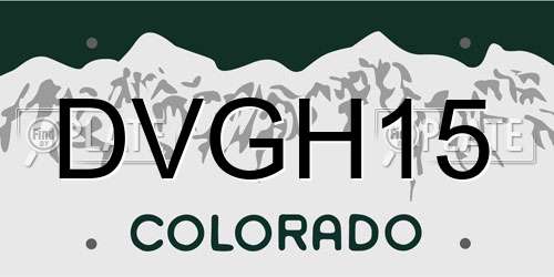 DVGH15 Colorado License Plate