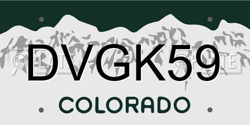 DVGK59 Colorado License Plate
