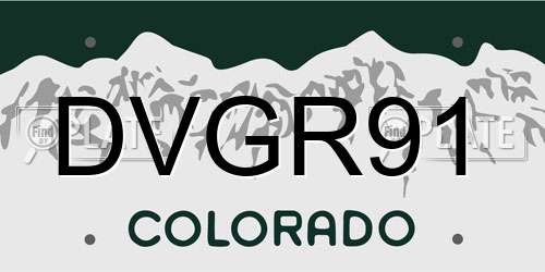 DVGR91 Colorado License Plate