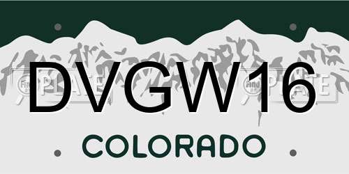 DVGW16 Colorado License Plate