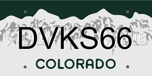 DVKS66 Colorado License Plate