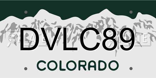 DVLC89 Colorado License Plate