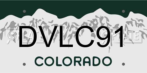 DVLC91 Colorado License Plate
