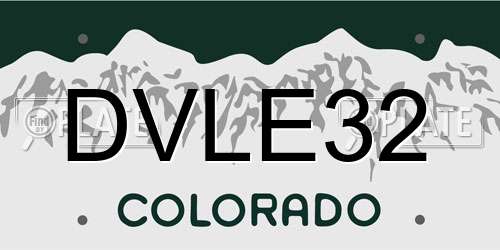 DVLE32 Colorado License Plate