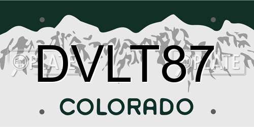 DVLT87 Colorado License Plate