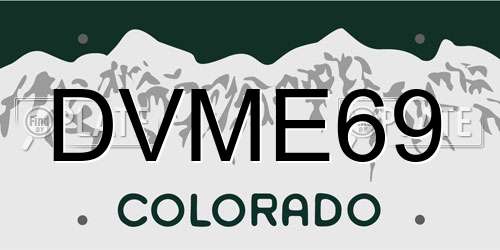DVME69 Colorado License Plate