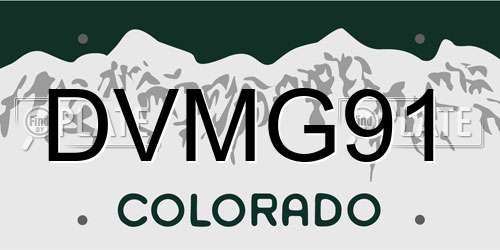 DVMG91 Colorado License Plate