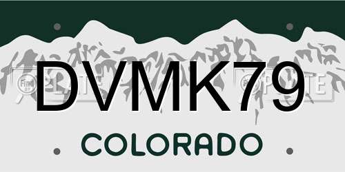 DVMK79 Colorado License Plate