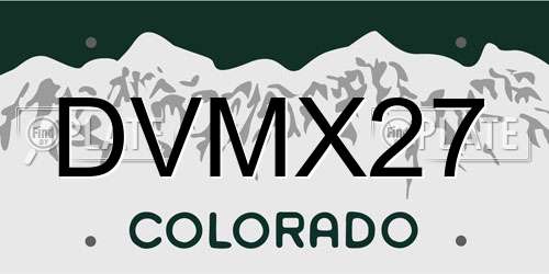 DVMX27 Colorado License Plate