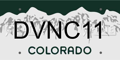 DVNC11 Colorado License Plate